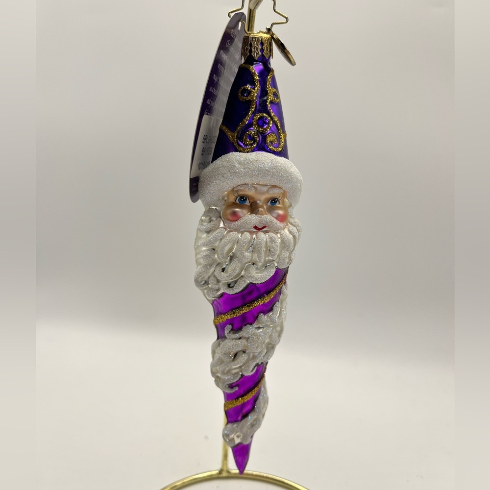 Christopher Radko Splendid Spires Purple Spiral Santa Ornament Retired 2013 NWT